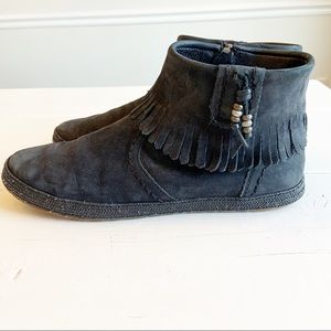 UGG Tiana black fringe moccasin ankle boots